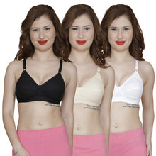T.T. Women Tericot Full Cup Astar Bra Pack Of 3 Black-Skin-White
