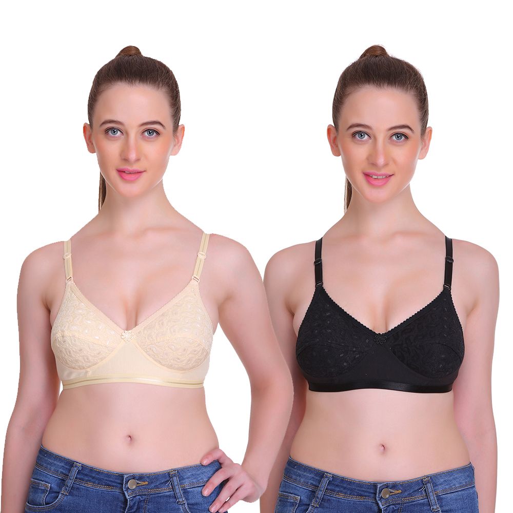 Buy Women's Cotton Chicken Bra Latest Trends in The Indian Market (40)  Black at