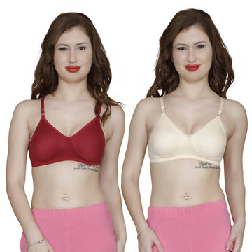 T.T. Women Orignal Molded Bra Pack Of 2 Maroon-Skin