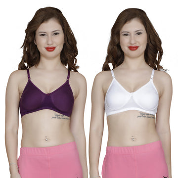 T.T. Women Orignal Molded Bra Pack Of 2 Purple-White