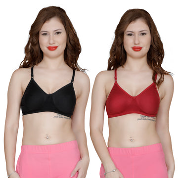 T.T. Women Orignal Molded Bra Pack Of 2 Black-Maroon