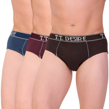 T.T. Men Desire Brief Solid Pack Of 3 Assorted Colors