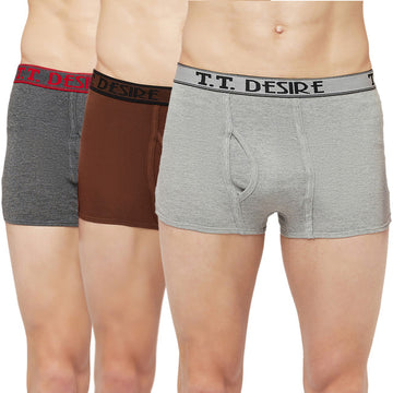 T.T. Mens Desire Fashion Top Elastic Trunk Pack Of 3 Anthra::Grey::Brown