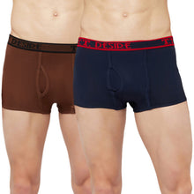 T.T. Mens Desire Fashion Top Elastic Trunk Pack Of 2 Navy::Brown