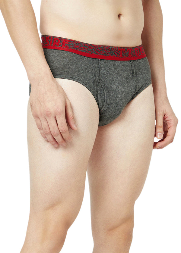 T.T. Mens Desire 100% Combed Cotton Front Open Brief Top Elastic Pack Of 2 Navy::Anthra