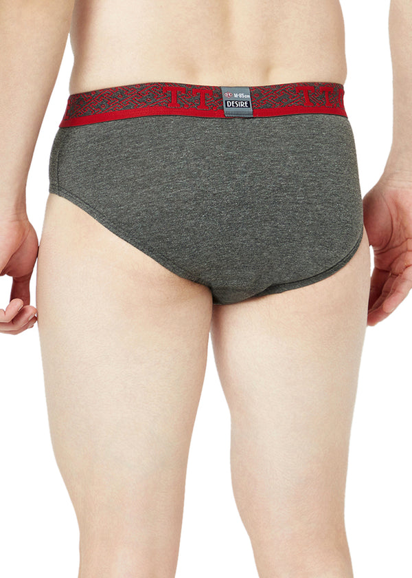 T.T. Mens Desire 100% Combed Cotton Front Open Brief Top Elastic Pack Of 2 Navy::Anthra