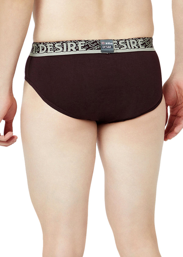 T.T. Mens Desire 100% Combed Cotton Front Open Brief Top Elastic Pack Of 2 Black::Dark Brown