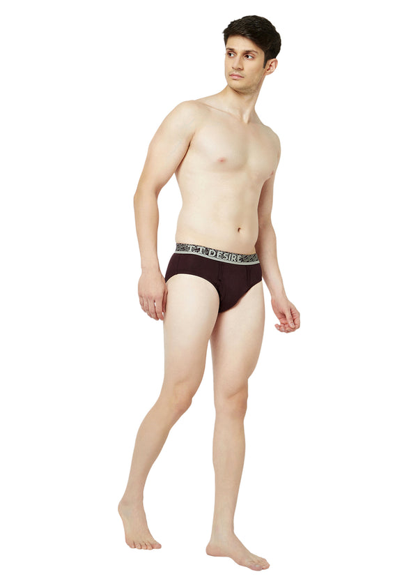 T.T. Mens Desire 100% Combed Cotton Front Open Brief Top Elastic Pack Of 2 Black::Dark Brown