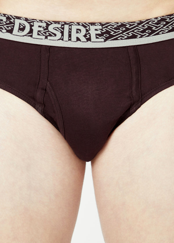 T.T. Mens Desire 100% Combed Cotton Front Open Brief Top Elastic Pack Of 2 Black::Dark Brown