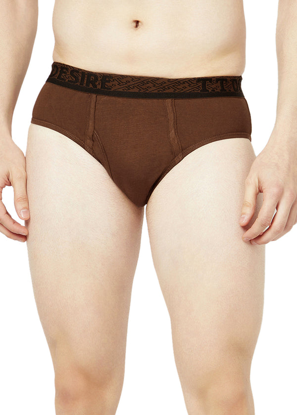 T.T. Mens Desire 100% Combed Cotton Front Open Brief Top Elastic Pack Of 4 Assorted