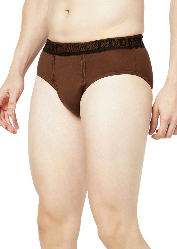 T.T. Mens Desire 100% Combed Cotton Front Open Brief Top Elastic Pack Of 4 Assorted