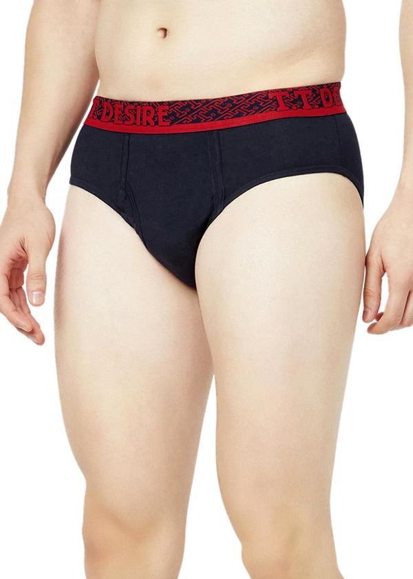 T.T. Mens Desire 100% Combed Cotton Front Open Brief Top Elastic Pack Of 3 Anthra::Navy::Teal