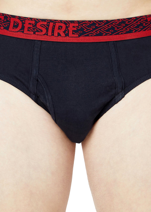 T.T. Mens Desire 100% Combed Cotton Front Open Brief Top Elastic Pack Of 2 Navy::Anthra