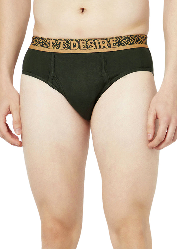 T.T. Mens Desire 100% Combed Cotton Front Open Brief Top Elastic Pack Of 5 Assorted