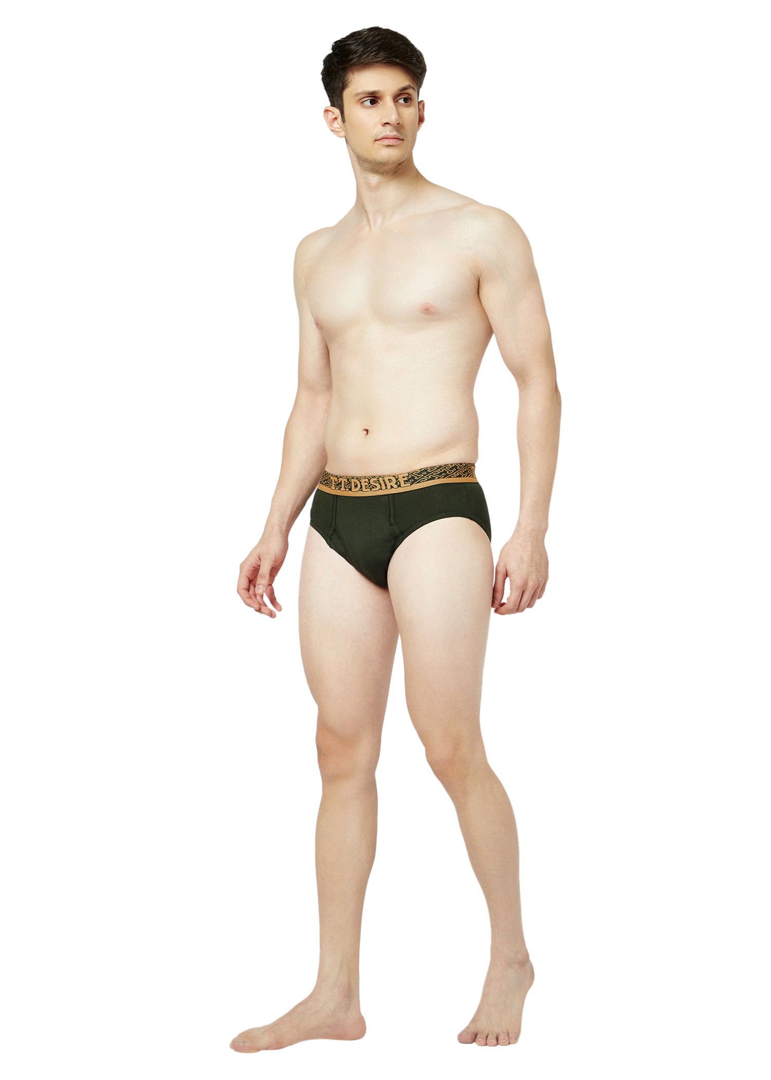T.T. Mens Desire 100% Combed Cotton Front Open Brief Top Elastic Pack Of 2 Teal::Olive