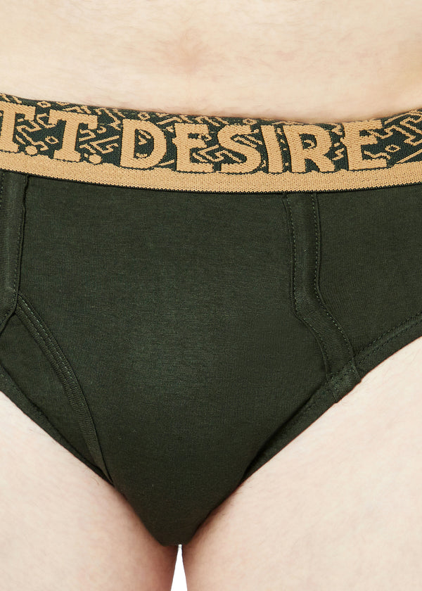 T.T. Mens Desire 100% Combed Cotton Front Open Brief Top Elastic Pack Of 2 Teal::Olive