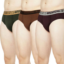 T.T. Mens Desire 100% Combed Cotton Front Open Brief Top Elastic Pack Of 3 Olive::Brown::D Brown