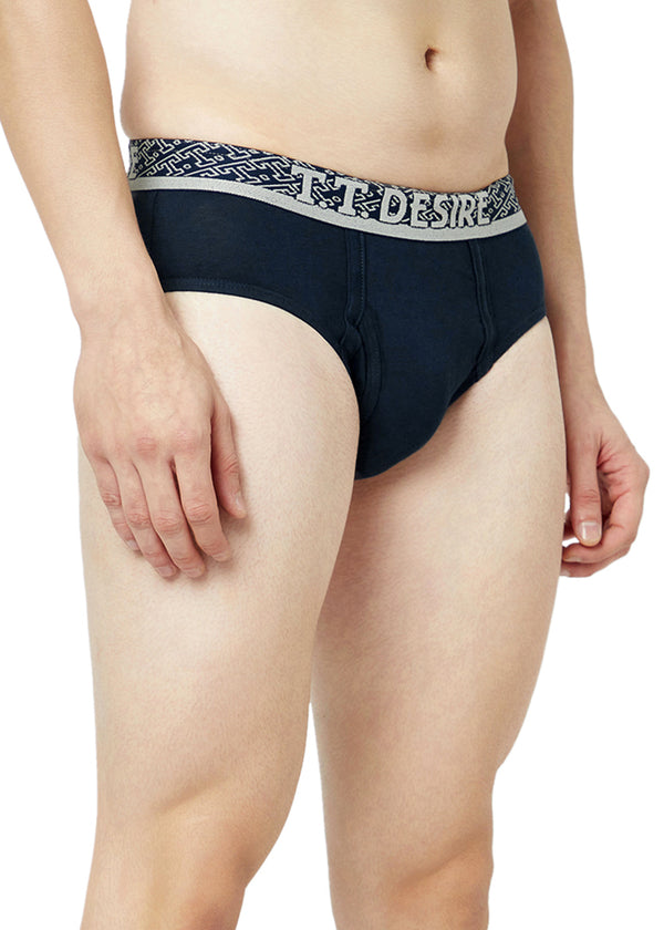 T.T. Mens Desire 100% Combed Cotton Front Open Brief Top Elastic Pack Of 3 Anthra::Navy::Teal