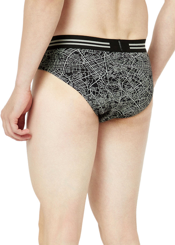 T.T. Mens Desire 100% Combed Cotton Printed Brief Top Elastic Pack Of 2 Black::Red