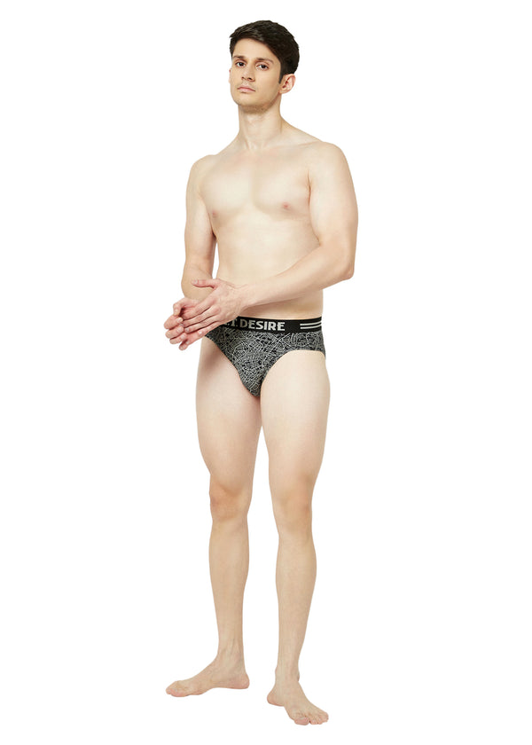 T.T. Mens Desire 100% Combed Cotton Printed Brief Top Elastic Pack Of 2 Black::Red
