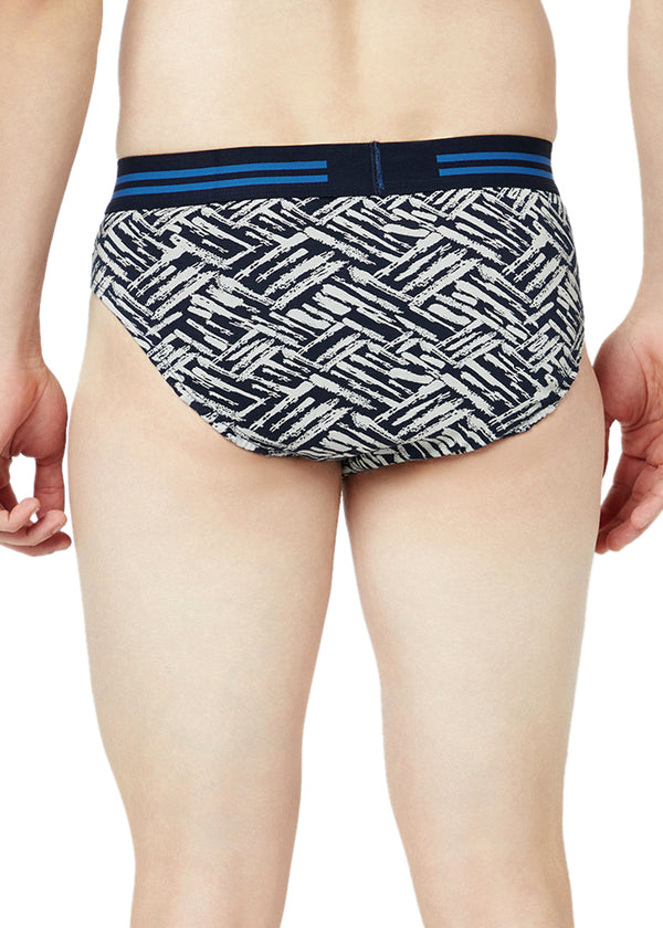 T.T. Mens Desire 100% Combed Cotton Printed Brief Top Elastic Pack Of 2 Blue::Red