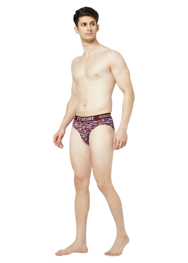 T.T. Mens Desire 100% Combed Cotton Printed Brief Top Elastic Pack Of 5 Assorted