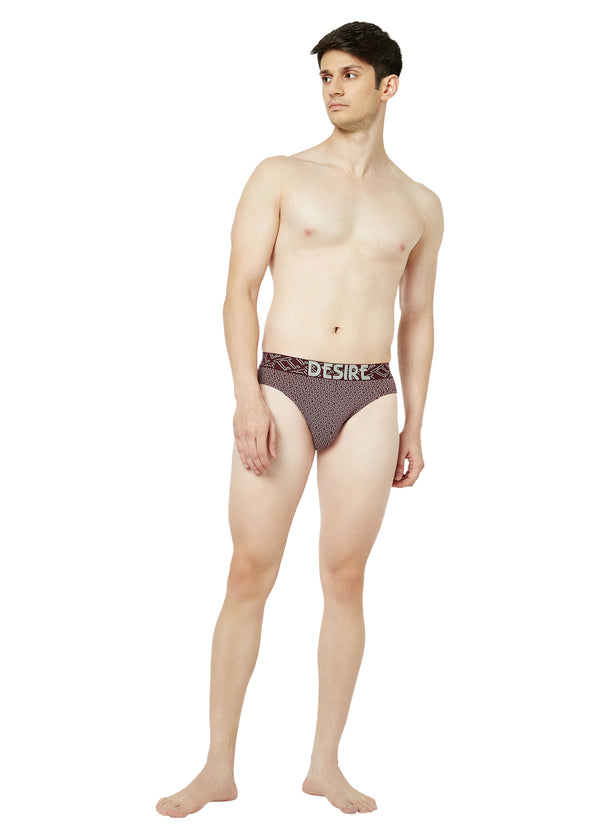 T.T. Mens Desire 100% Combed Cotton Printed Brief Top Elastic Pack Of 4 Assorted