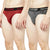 T.T. Mens Desire 100% Combed Cotton Printed Brief Top Elastic Pack Of 2 Black::Red