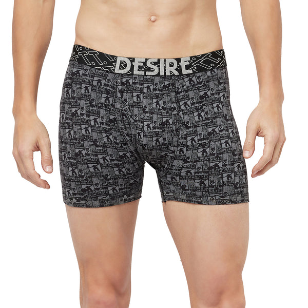 T.T. Mens Desire Printed Long Top Elastic TrunkPack Of 3 Black::Anthra::Red