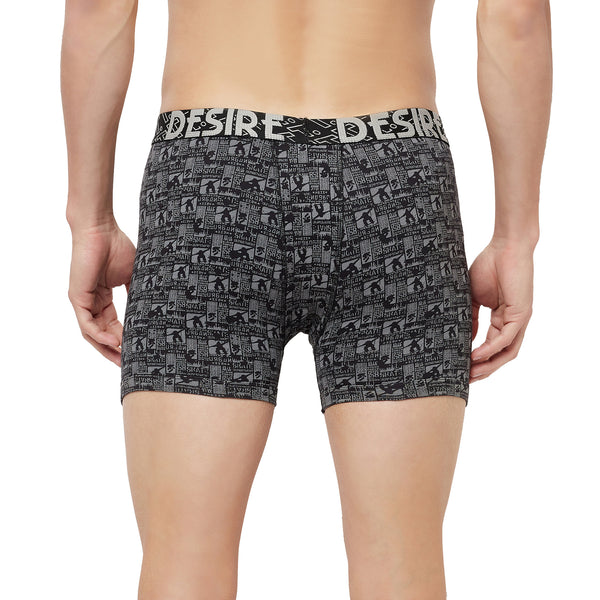 T.T. Mens Desire Printed Long Top Elastic TrunkPack Of 3 Black::Anthra::Red