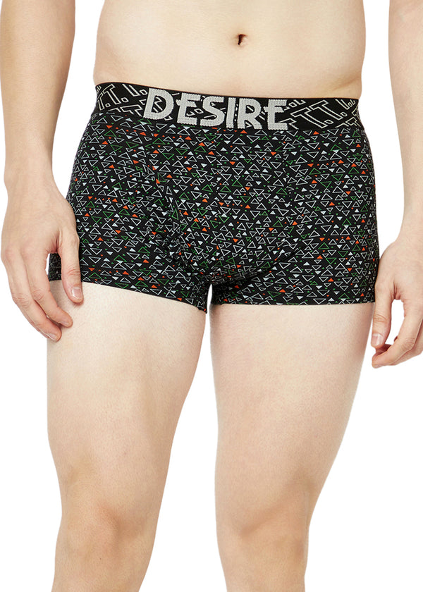 T.T. Mens Desire 100% Combed Cotton Printed MINI Top Elastic Trunk Pack Of 1 Black