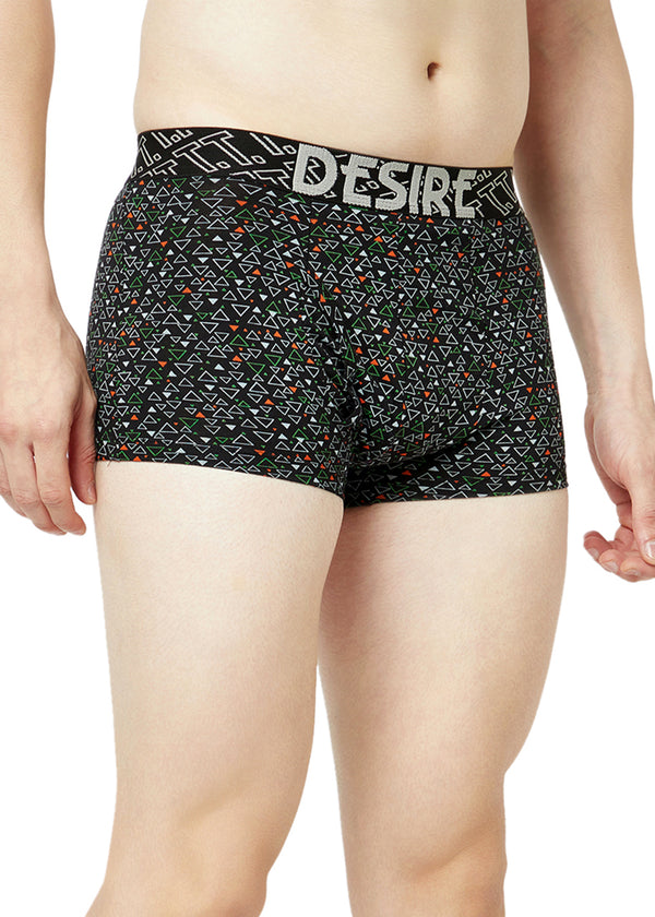 T.T. Mens Desire 100% Combed Cotton Printed Mini Top Elastic Trunk Pack Of 2 Black::Orange