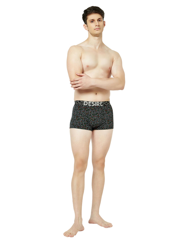 T.T. Mens Desire 100% Combed Cotton Printed MINI Top Elastic Trunk Pack Of 1 Black