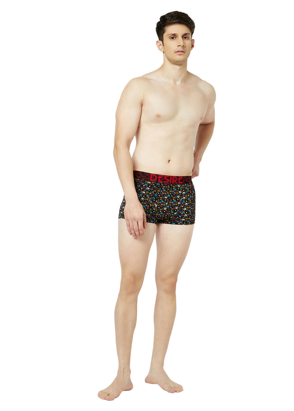 T.T. Mens Desire 100% Combed Cotton Printed MINI Top Elastic Trunk Pack Of 1 Navy
