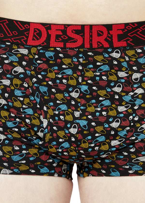 T.T. Mens Desire 100% Combed Cotton Printed Mini Top Elastic Trunk Pack Of 2 Navy::Black