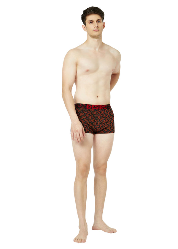 T.T. Mens Desire 100% Combed Cotton Printed Mini Top Elastic Trunk Pack Of 2 Navy::Orange