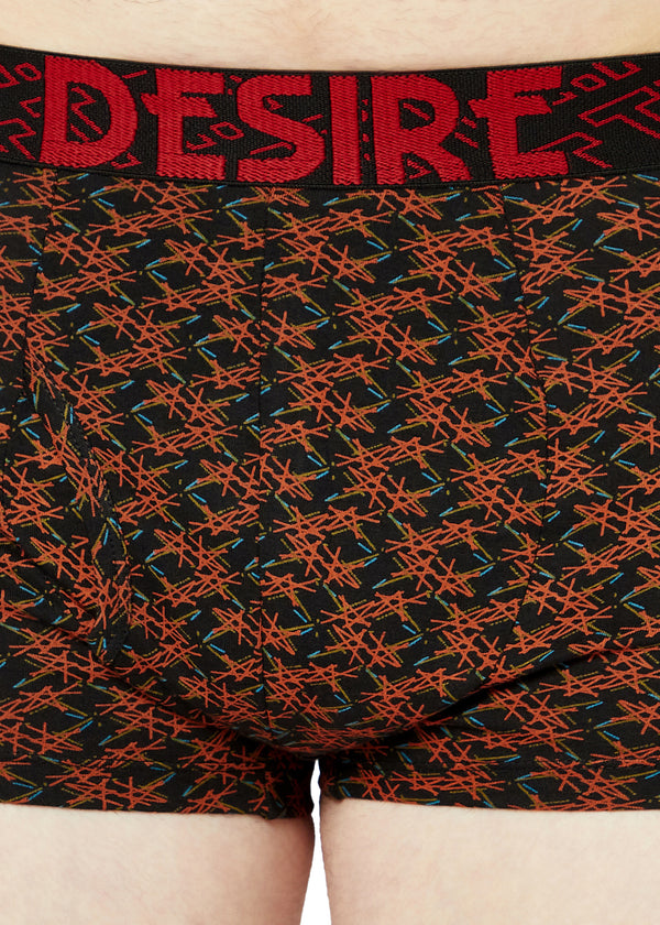 T.T. Mens Desire 100% Combed Cotton Printed Mini Top Elastic Trunk Pack Of 3 Grey::Navy::Orange