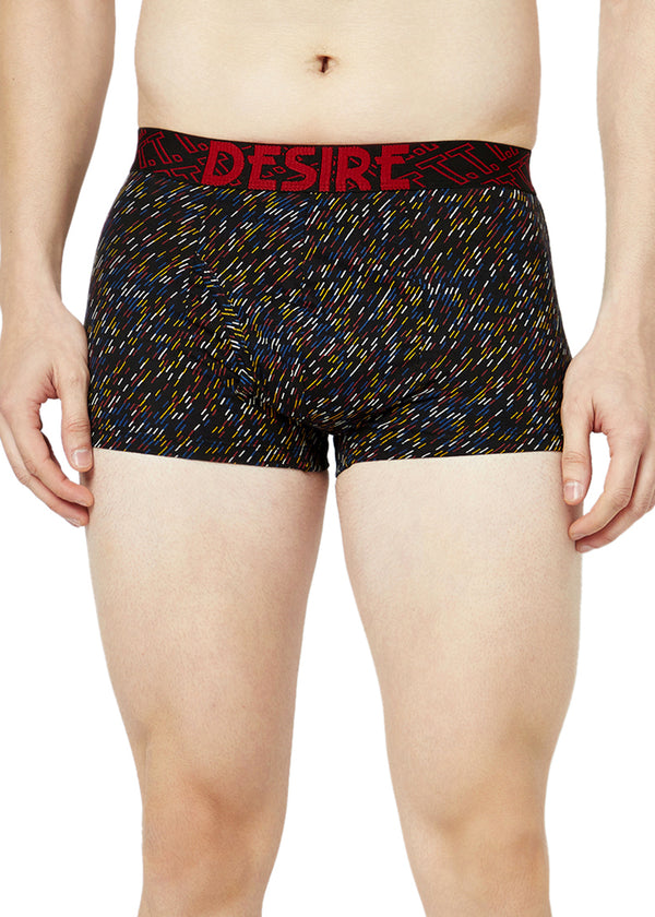 T.T. Mens Desire 100% Combed Cotton Printed Mini Top Elastic Trunk Pack Of 3 Black::Orange::Red