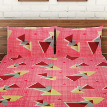 T.T. Peach Pink Geometric Double Bedsheet with 2 Pillow Covers