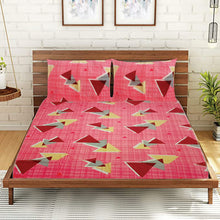 T.T. Peach Pink Geometric Double Bedsheet with 2 Pillow Covers