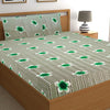 T.T. Green & White Floral Print Double Bedsheet with 2 Pillow Covers