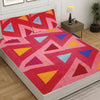 T.T. Pink Geometric Double Bedsheet with 2 Pillow Covers