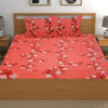 T.T. Peach Floral Cotton Double Bedsheet with 2 Pillow Covers