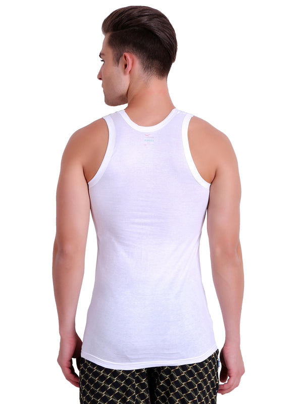 Men HiFlyers White Cotton Round Neck Vest