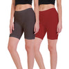 T.T. Pearl Women 100% Cotton Multipurpose Shorts Pack Of 2 Maroon & C. Brown