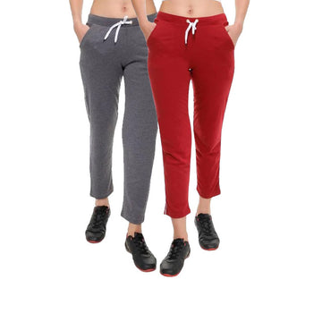 T.T. Women 100% Cotton Interlock Fabric Track Pant Pack Of 2