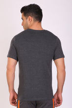 HiFlyers Men Slim Fit Solid Premium Rn Tshirts Anthra