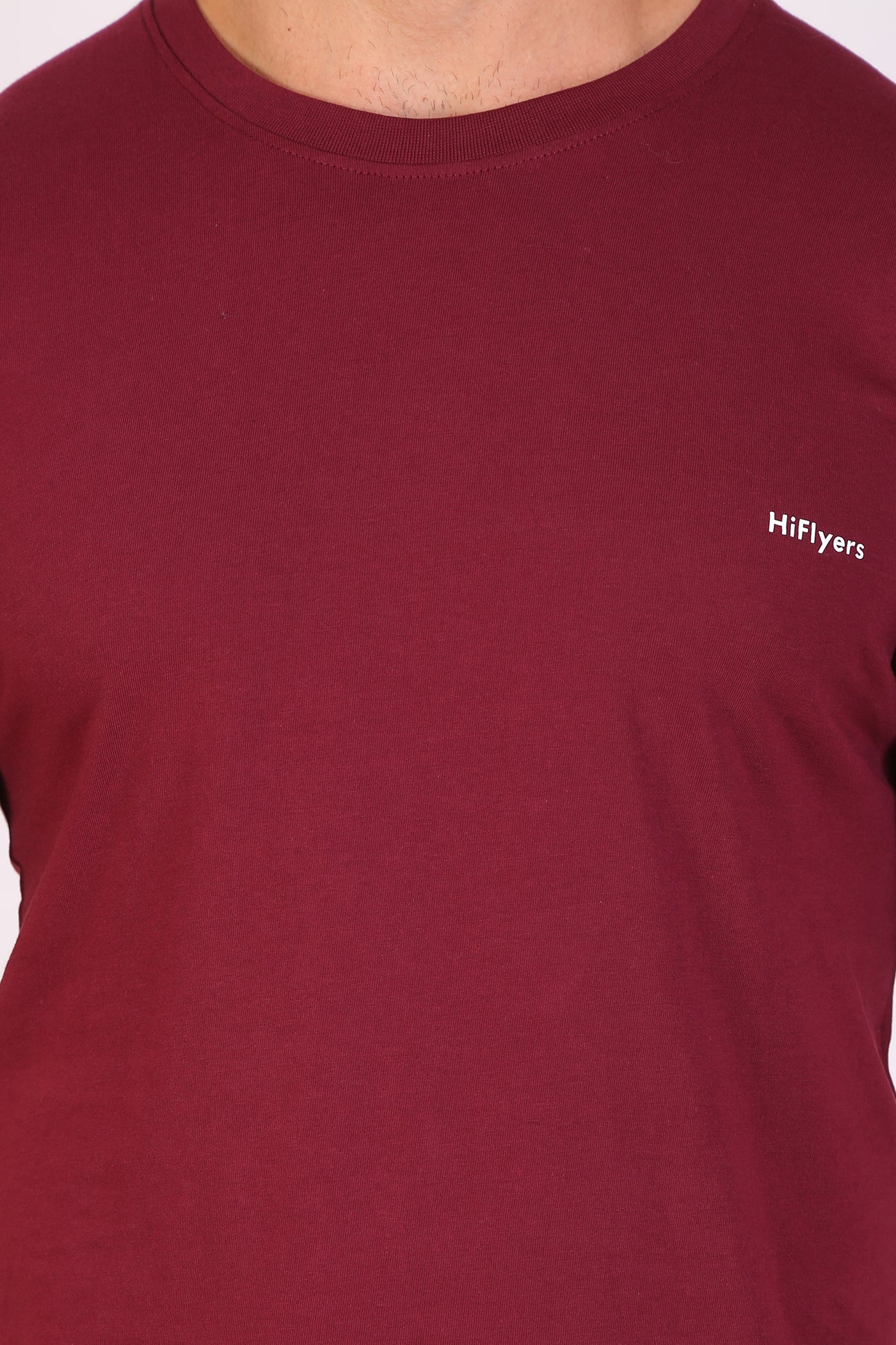 HiFlyers Men Slim Fit Solid Premium Rn Tshirts Maroon