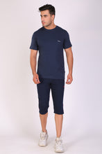 HiFlyers Men Slim Fit Solid Premium Rn Tshirts Navy