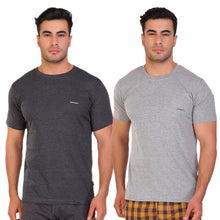 Hiflyers Men Slim Fit Solid Pack Of 2 Premium RN T-Shirt Grey::Anthra